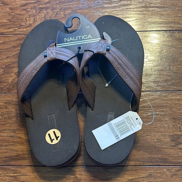 Nautica Clarkson 3 Faux Leather Tan Brown Thong Sandals Mens Shoe NWT - Picture 6 of 7